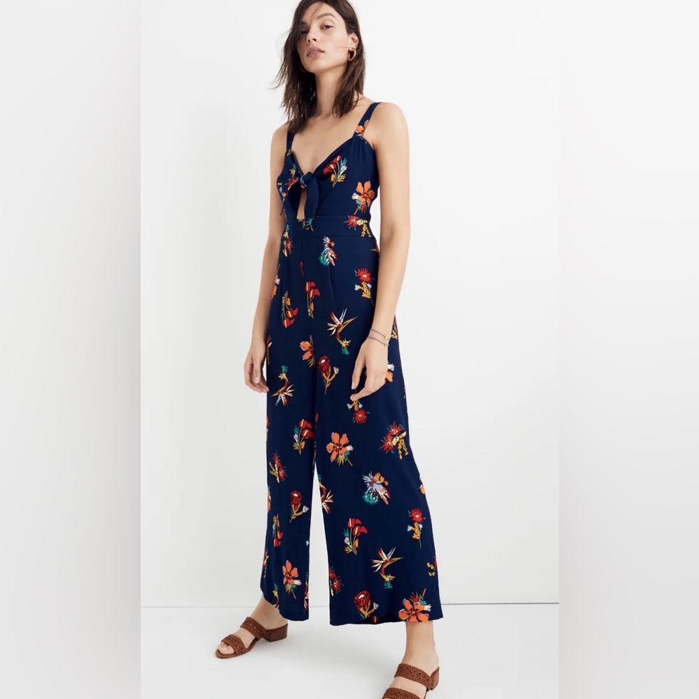 Madewell Plumeria Navy Jumpsuit